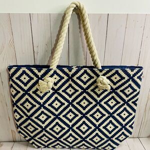 Summer & Rose Navy and Cream Beach Tote Purse